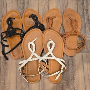 Universal Thread Black and White Sandals with Strappy Design